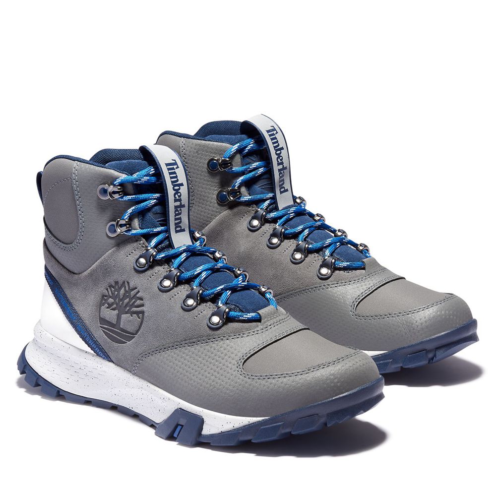 Timberland Παπούτσια Πεζοπορίας Ανδρικα Γκρι/Μπλε - Garrison Trail Waterproof Ψηλα - Greece 2019674-